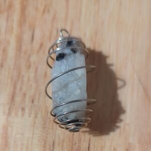 Natural White Quartz Crystal Spiral Pendant Necklace - White